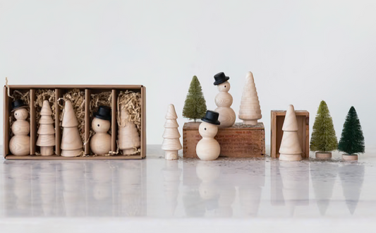 Wooden Trees & Snowmen