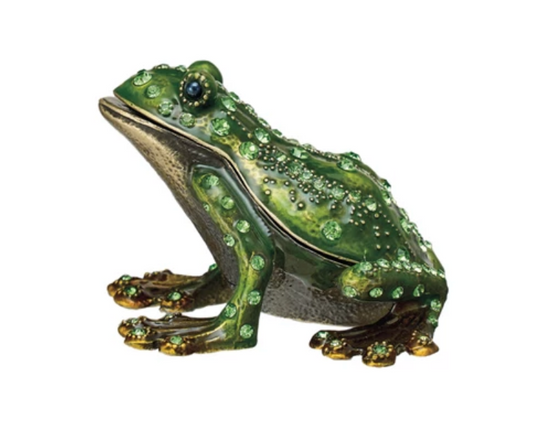 Metal Enameled Frog Trinket Box