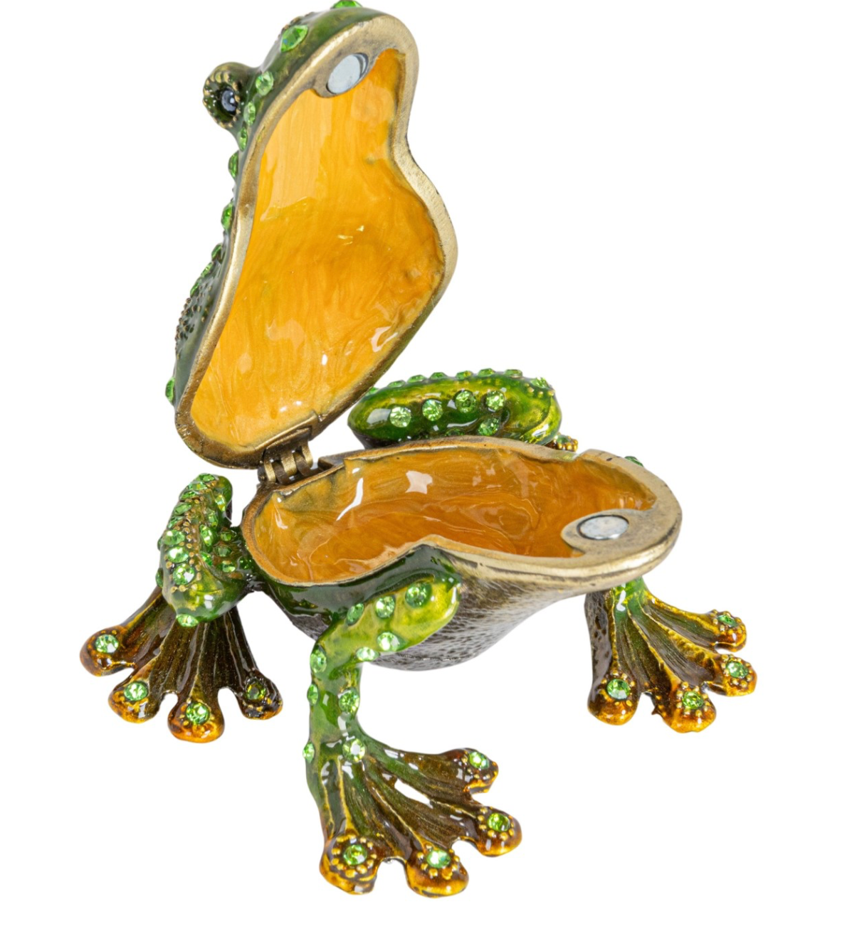 Metal Enameled Frog Trinket Box