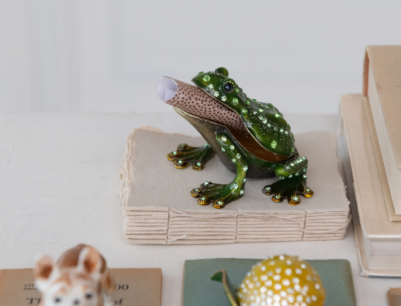 Metal Enameled Frog Trinket Box