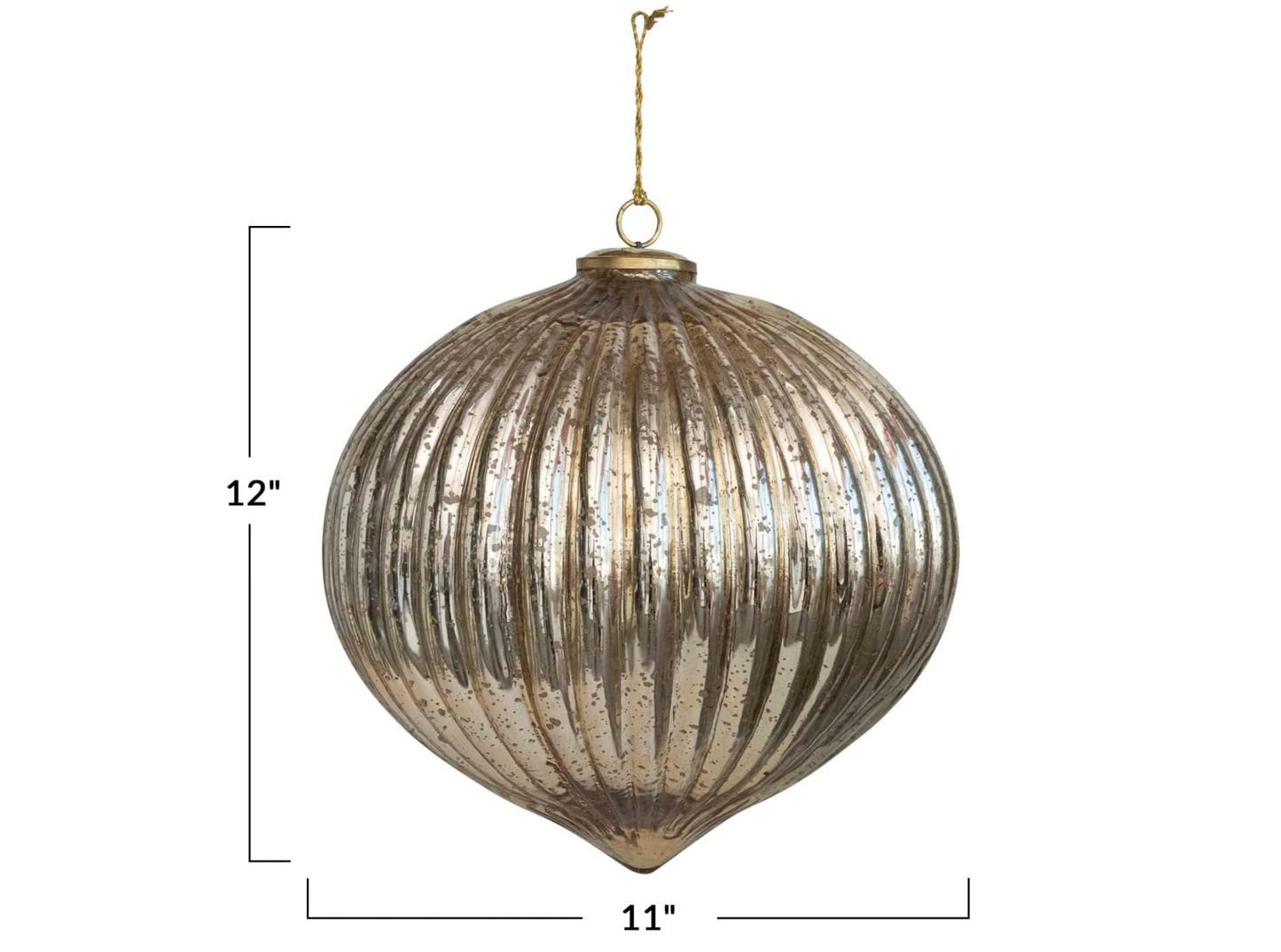 Round Pleated Mercury Glass Ornament