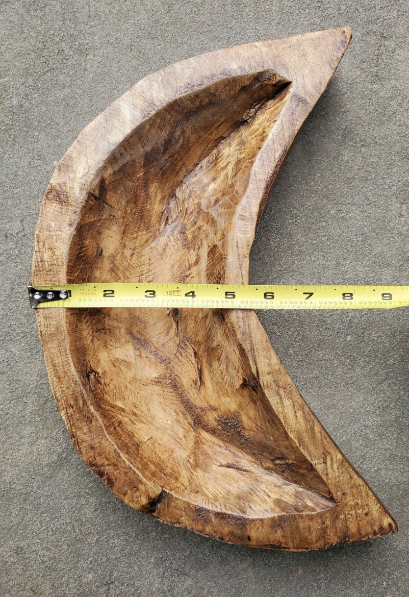 Moon Carved Wood Bowl