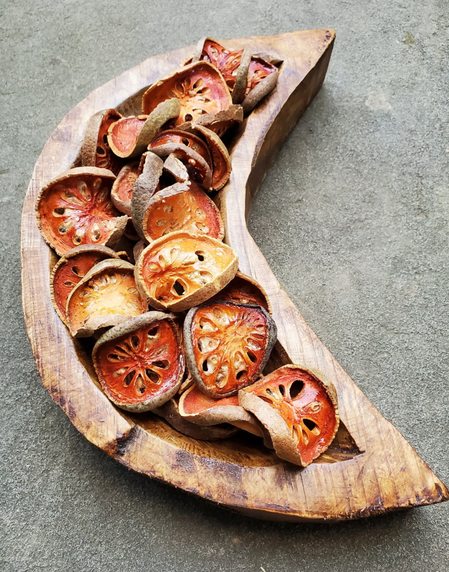 Moon Carved Wood Bowl