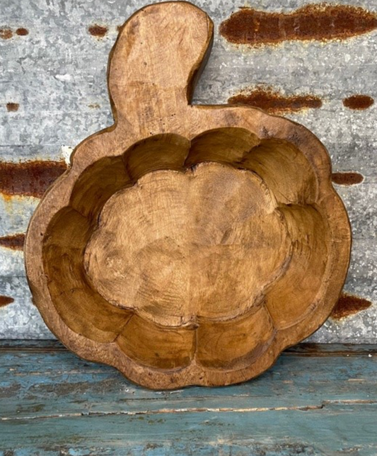 Pumpkin Carved Wood Bowl