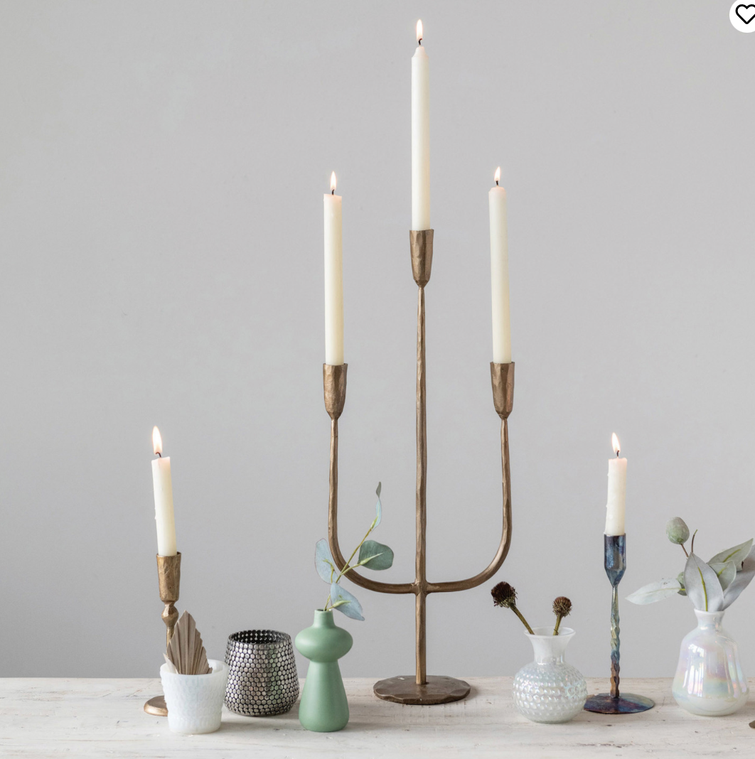 Hand Forged Metal Candelabra with Antique Finish