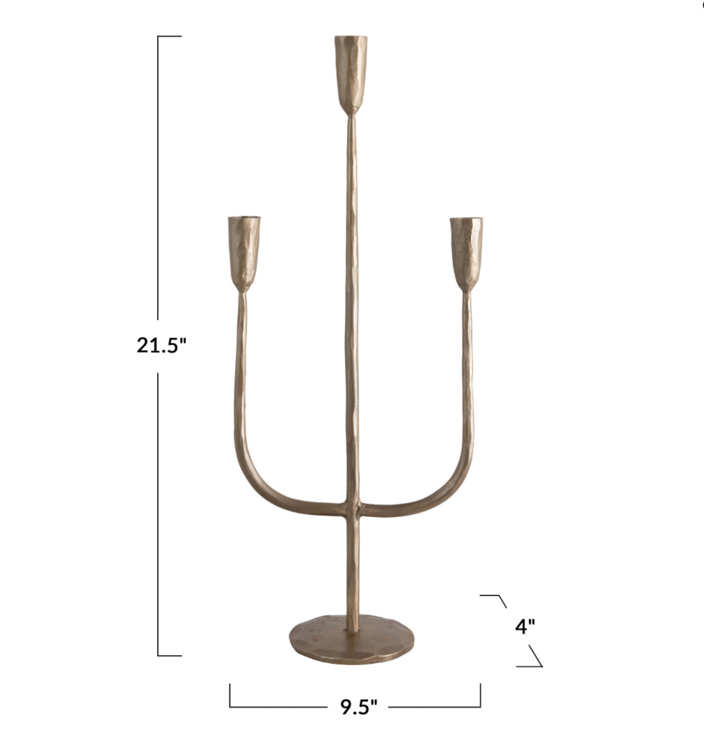 Hand Forged Metal Candelabra with Antique Finish