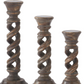 Dark Brown Twisted Wood Candle Holders