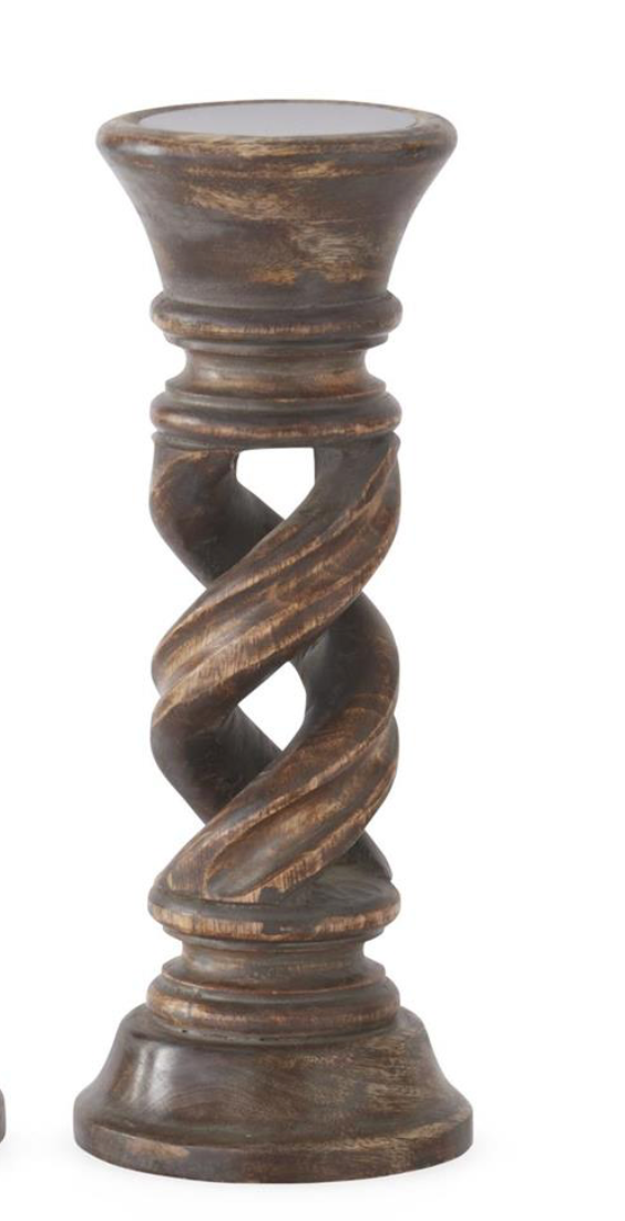 Dark Brown Twisted Wood Candle Holders