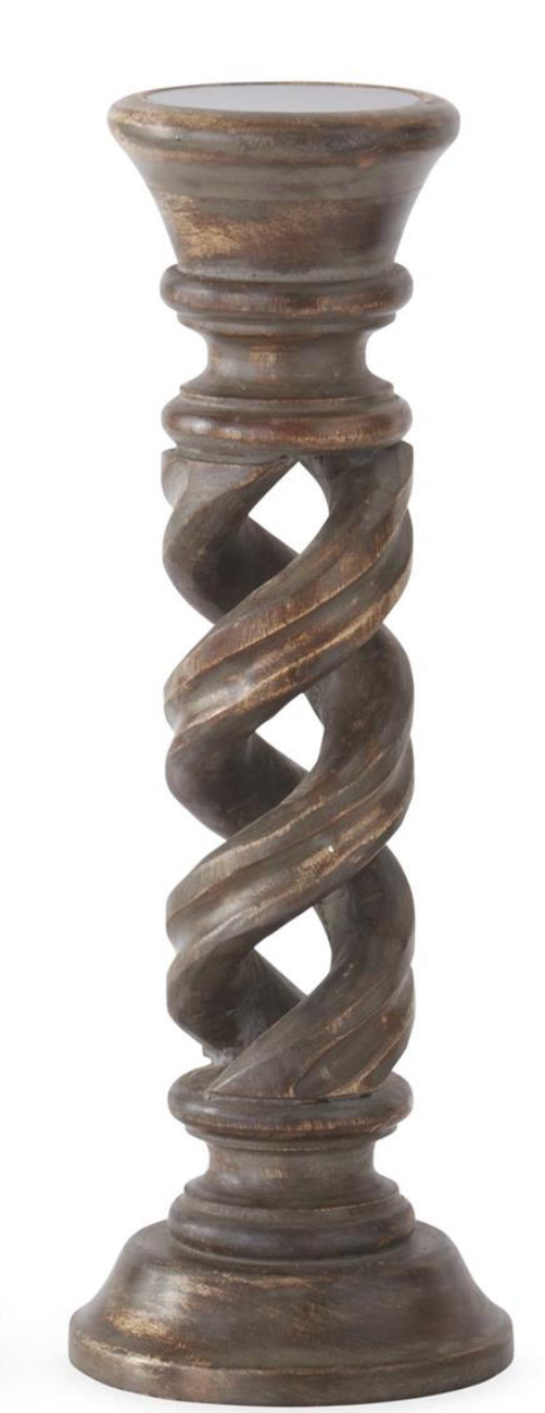 Dark Brown Twisted Wood Candle Holders