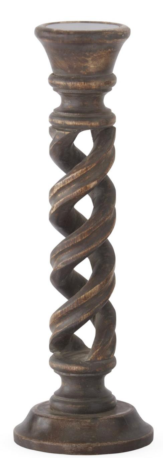 Dark Brown Twisted Wood Candle Holders