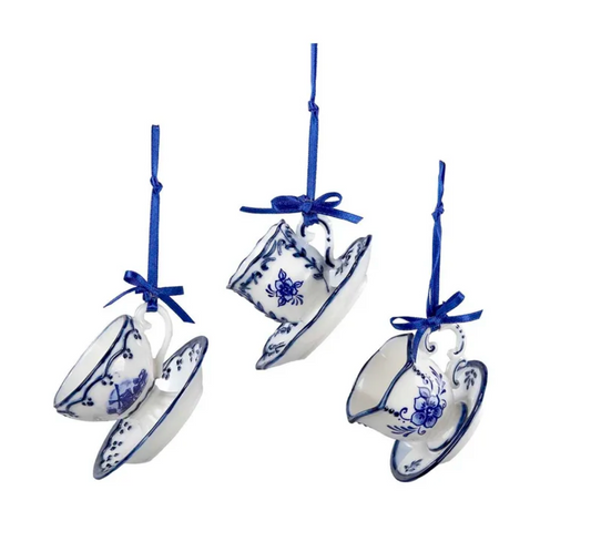 Delft Blue Cup and Saucer Ornament