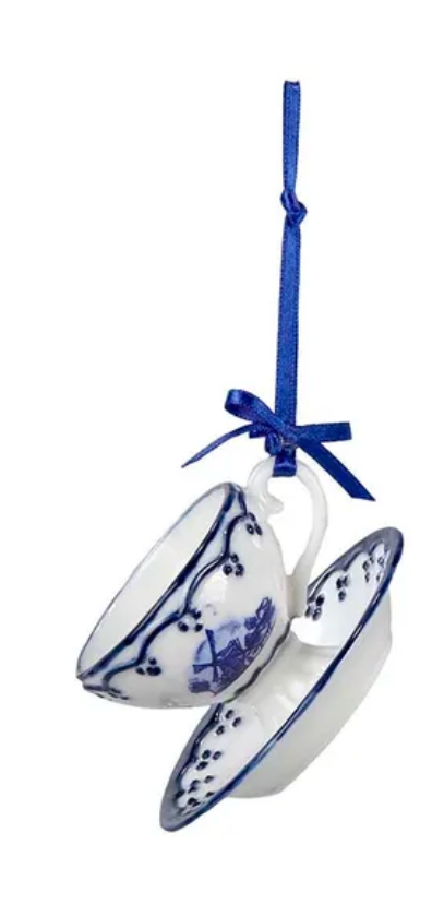 Delft Blue Cup and Saucer Ornament