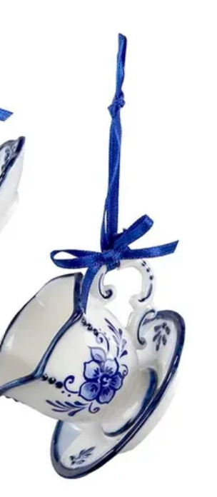 Delft Blue Cup and Saucer Ornament