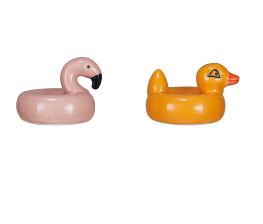Hand-Painted Stoneware Mini Decorative Floating Pool Float, 2 Styles
