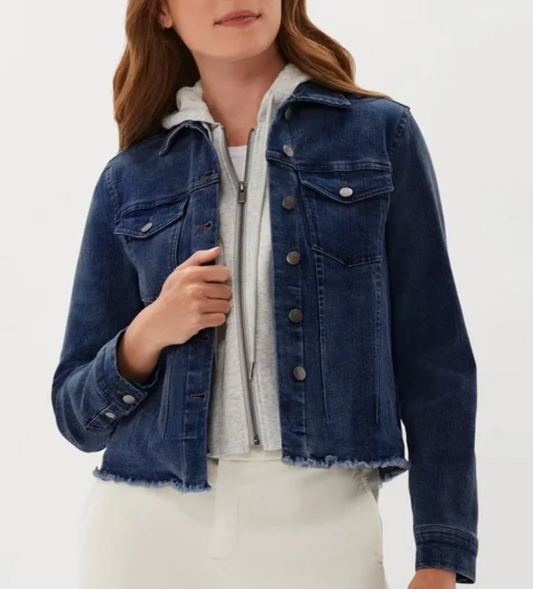 Ecru Cropped & Frayed Denim Jacket