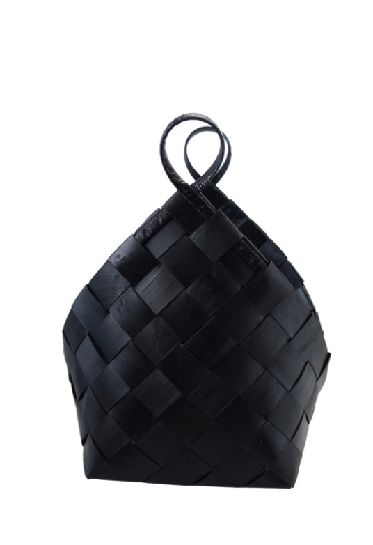 Woven Wood Basket with Center Handle