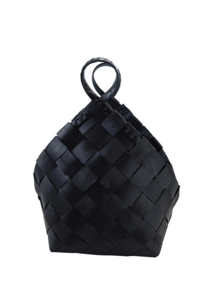 Woven Wood Basket with Center Handle