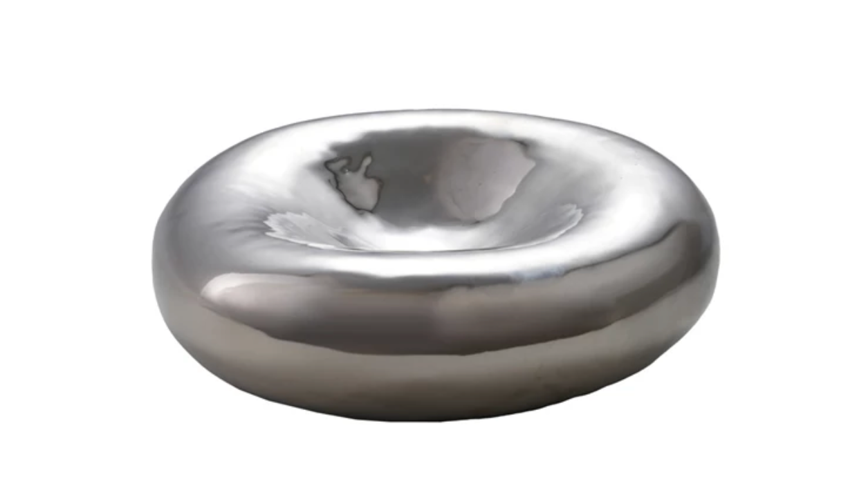 Decorative Stoneware Bowl, Chrome Finish