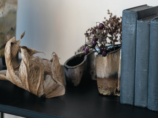 Stoneware Sculpted Planter/Vase w/ 2 Sections (Each One Will Vary)