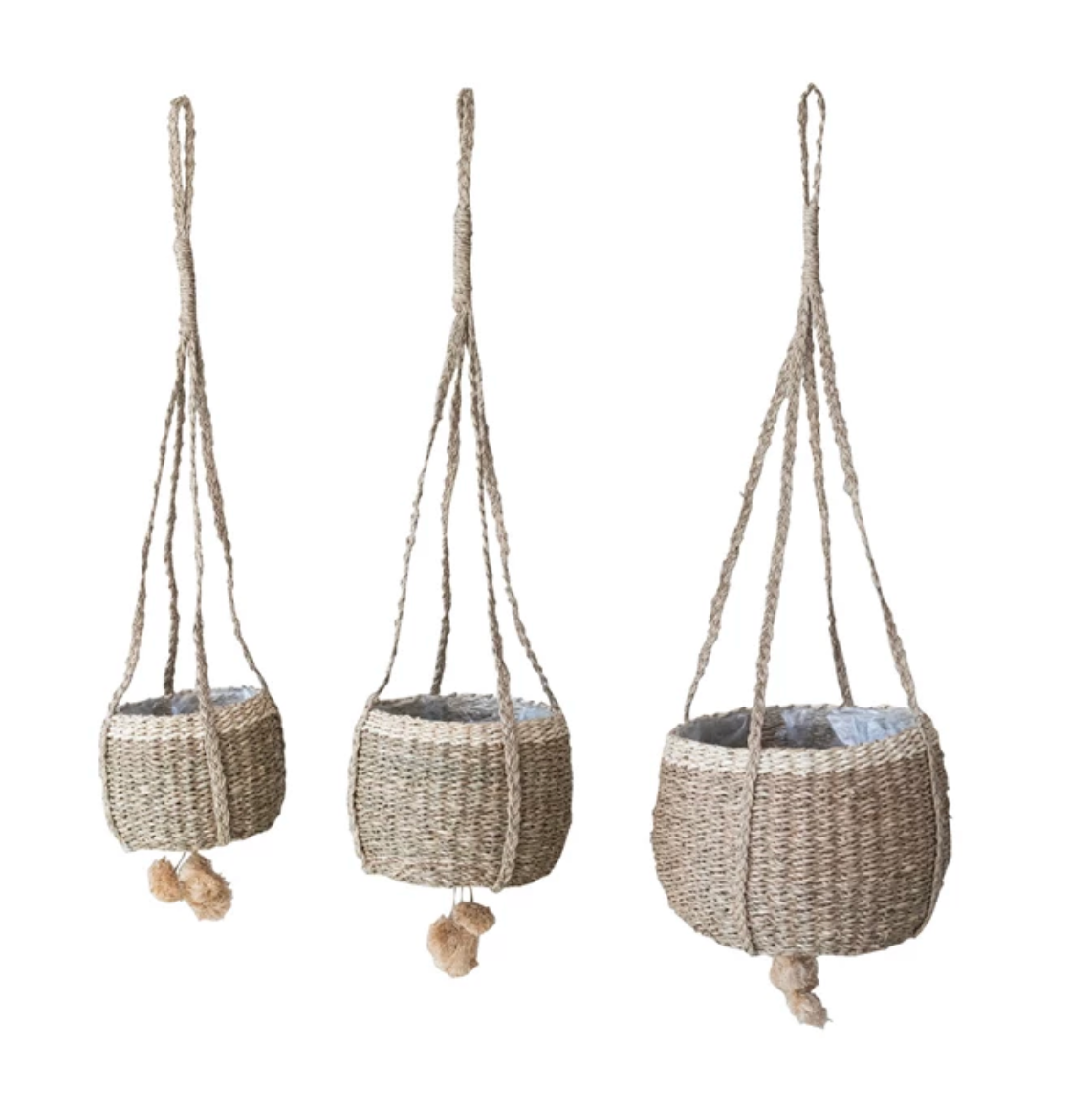 Hand-Woven Seagrass Hanging Baskets