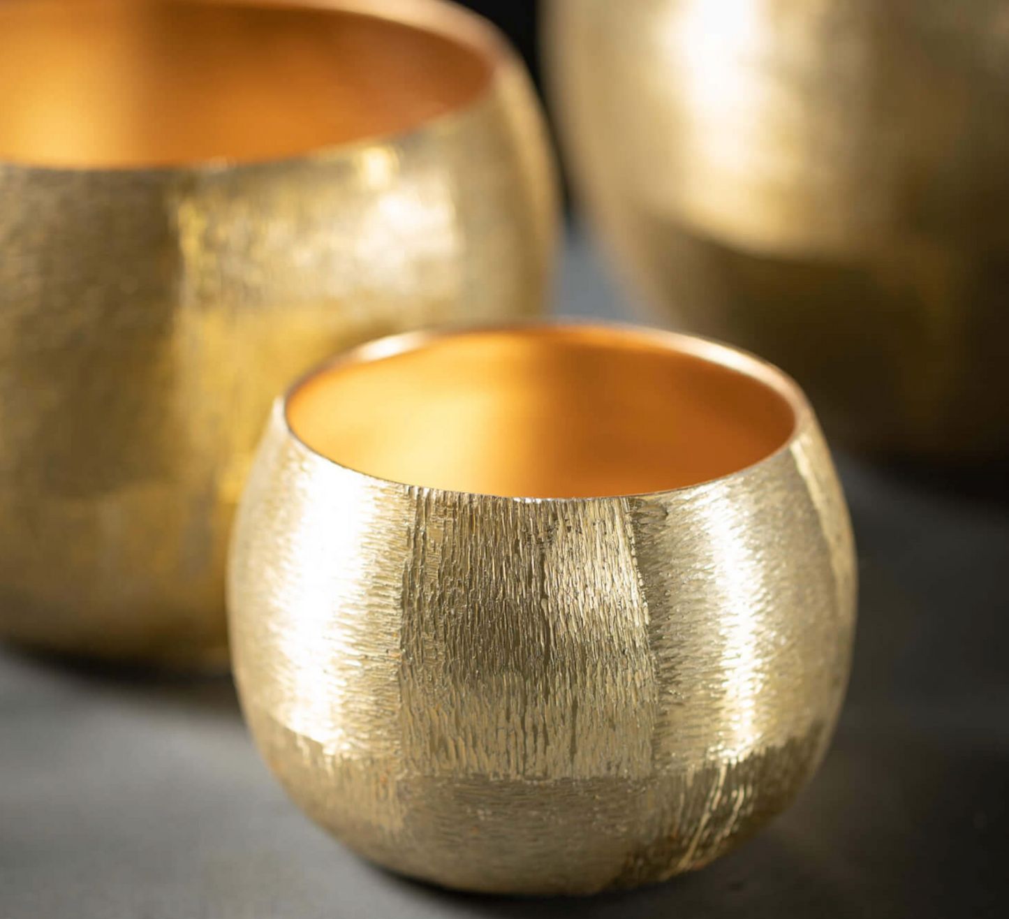 Lustrous Brushed Gold Pots