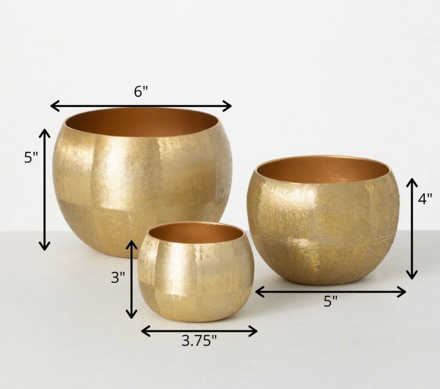 Lustrous Brushed Gold Pots