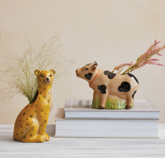 Stoneware Leopard Vase
