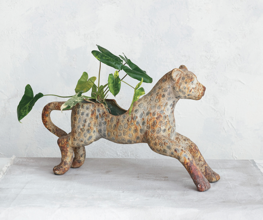 Decorative Magnesia Vintage Reproduction Carousel Leopard Shaped Container