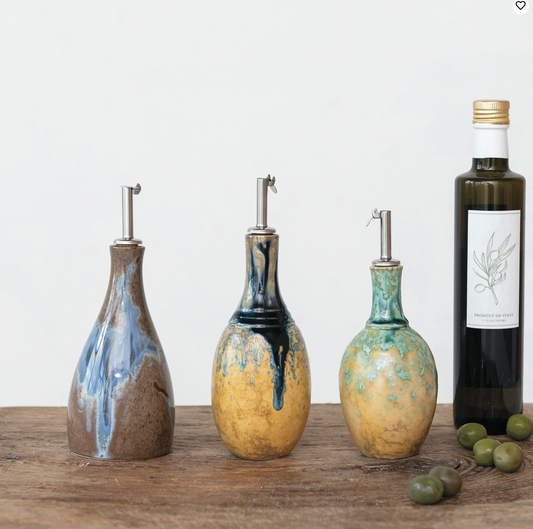 Stoneware Oil Cruet, 3 Styles