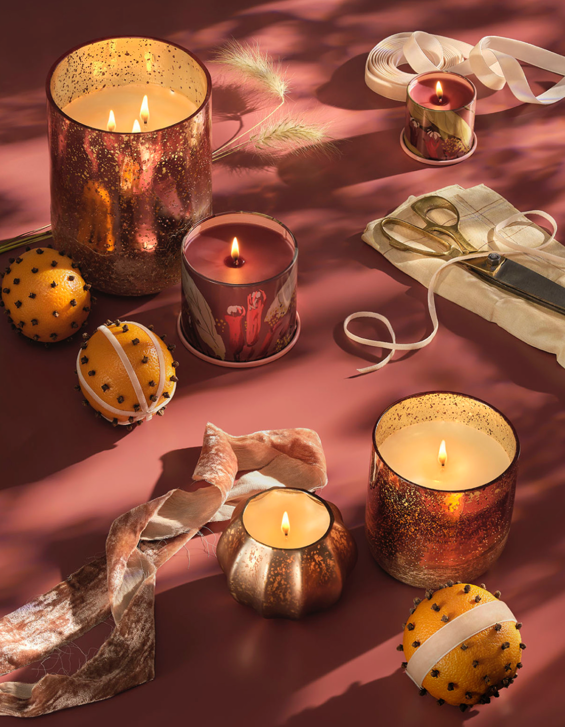 Cardamon Pomander Mercury Glass Candle