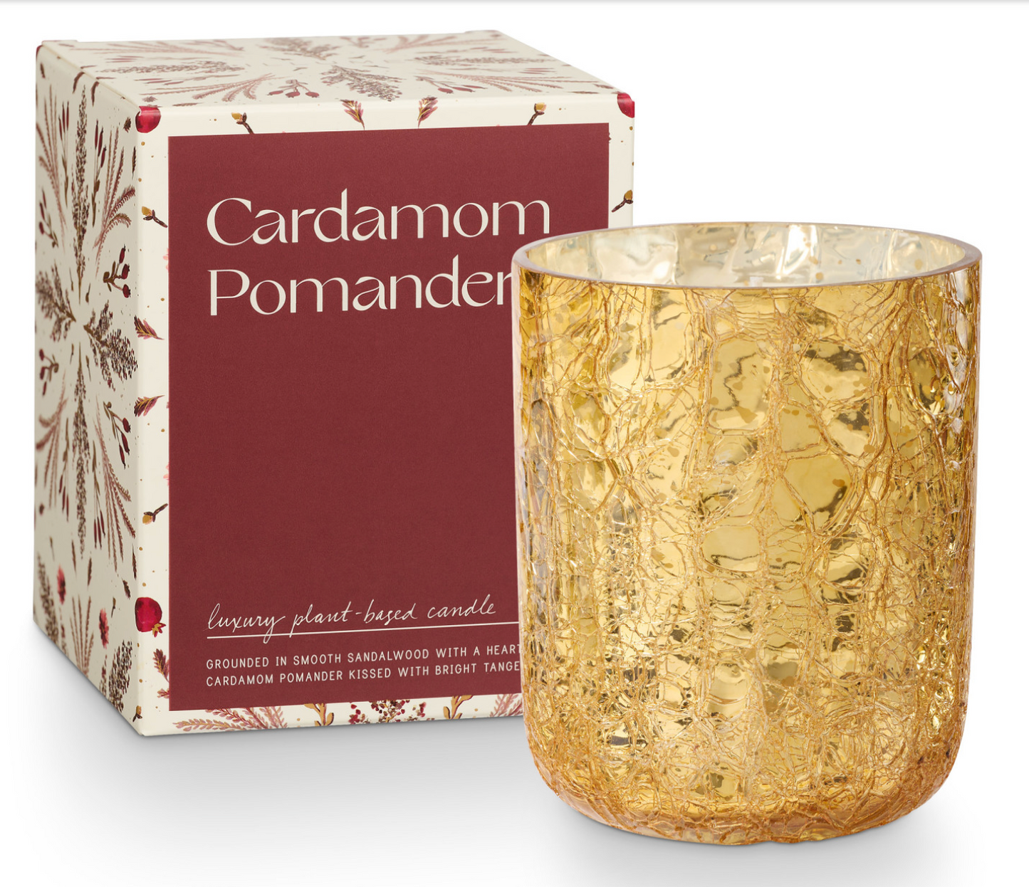 Cardamon Pomander Small Boxed Crackle Glass Candle