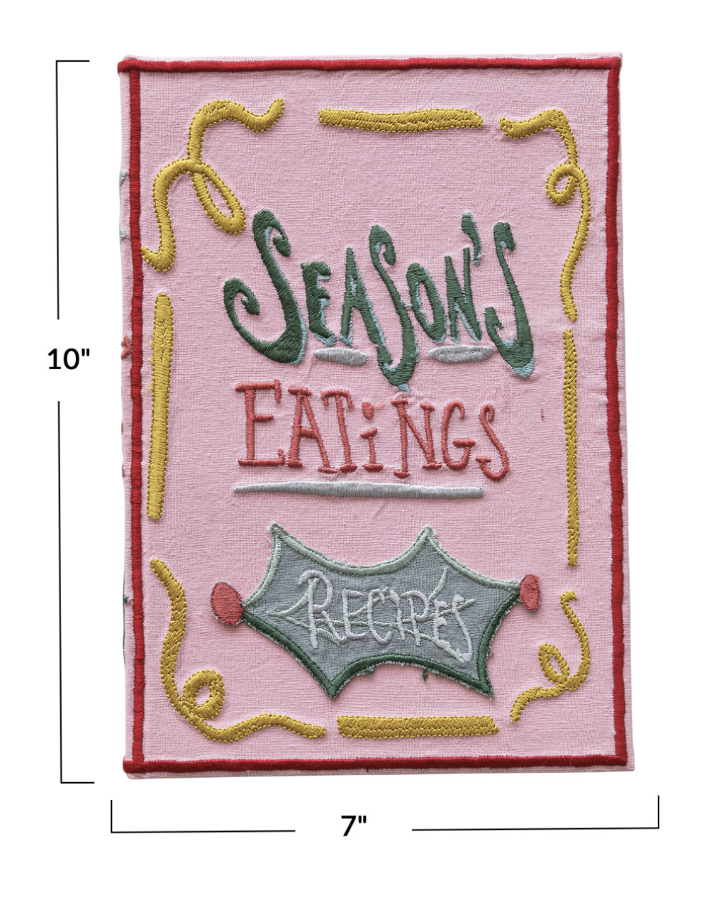 Handmade Paper & Embroidered Fabric Bound Recipe Book w/ 160 Ruled Pages