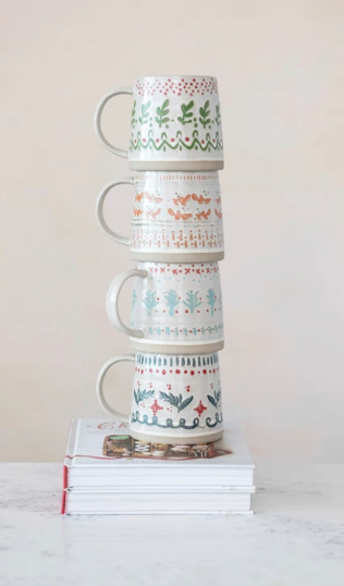 Hand Stamped Stoneware Mug
