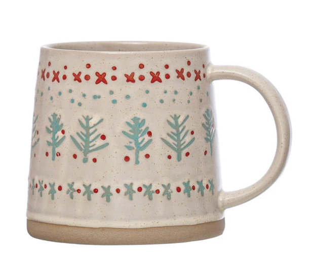 Hand Stamped Stoneware Mug