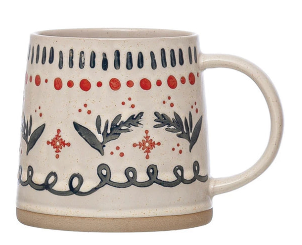 Hand Stamped Stoneware Mug