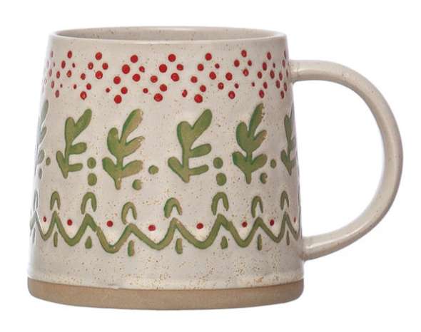 Hand Stamped Stoneware Mug
