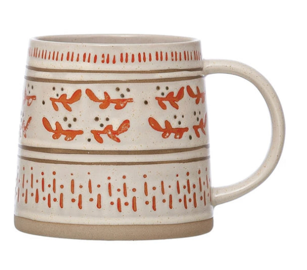 Hand Stamped Stoneware Mug