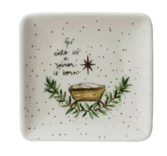 3" Stoneware Dish Christmas