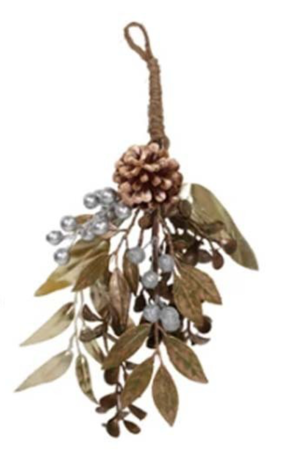 Faux Evergreen & Berry Bunch with Metallic Finishes and Glitter