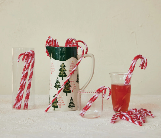 Plastic Candy Cane Drink Stirrers with Stripes, Set of 10