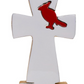Wood and Enamel Cross w/Cardinal