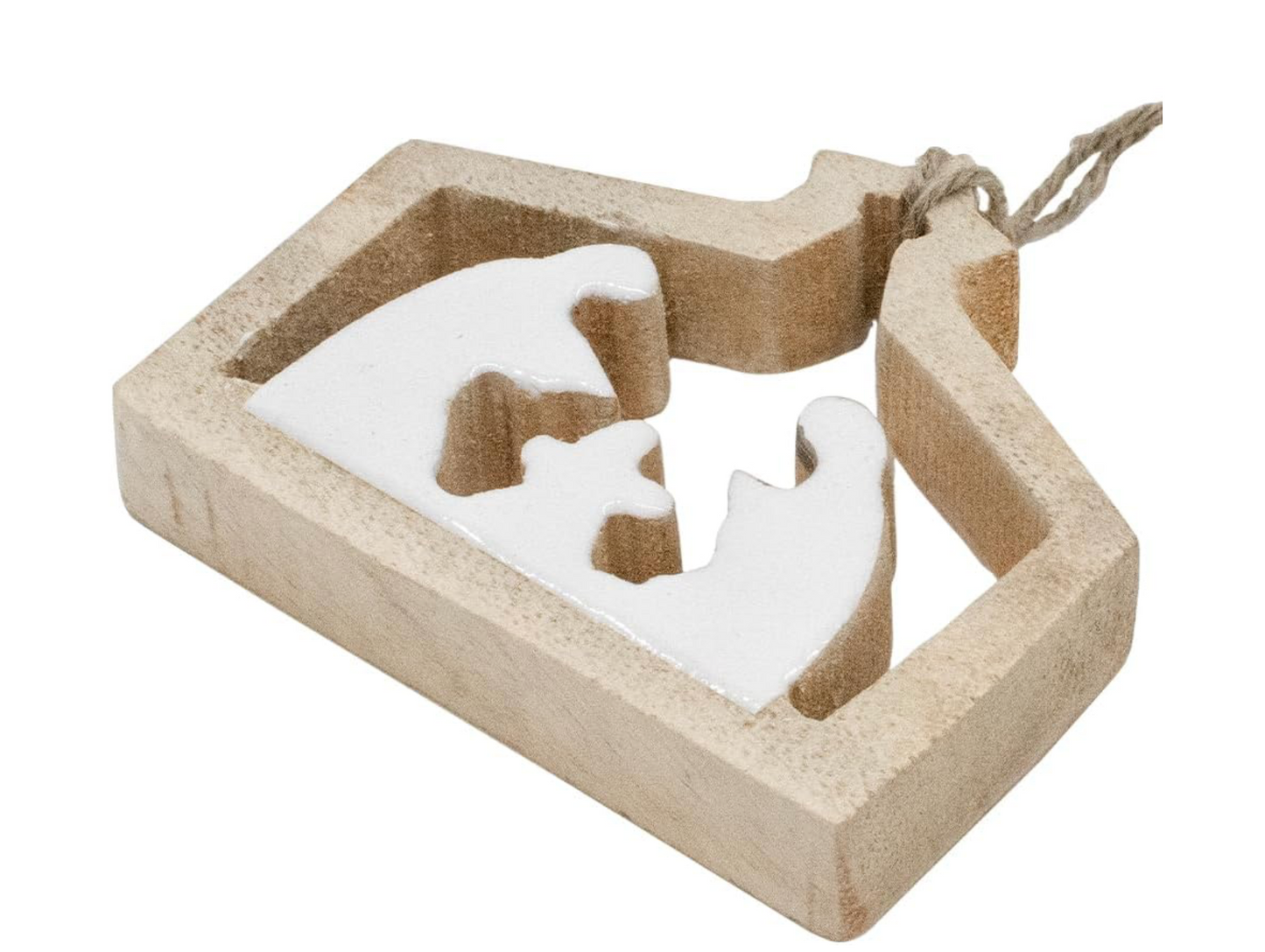 Wood and Enamel Nativity Ornament