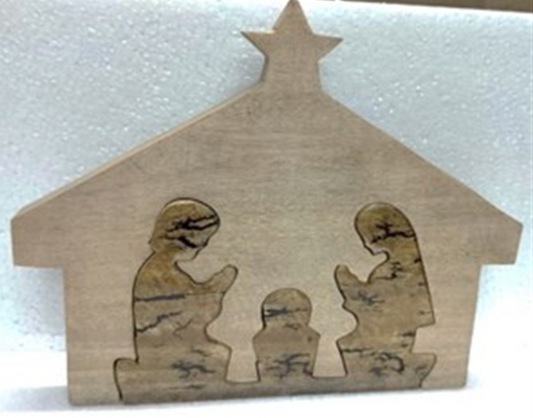 Wood Star Nativity