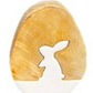 White Enamel and Wood Egg w/ Rabbit