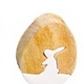 White Enamel and Wood Egg w/ Rabbit