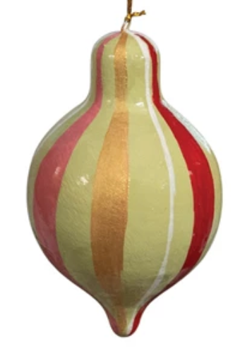 Hand-Painted Paper Mache Finial Ornament with Stripes, 4 Styles