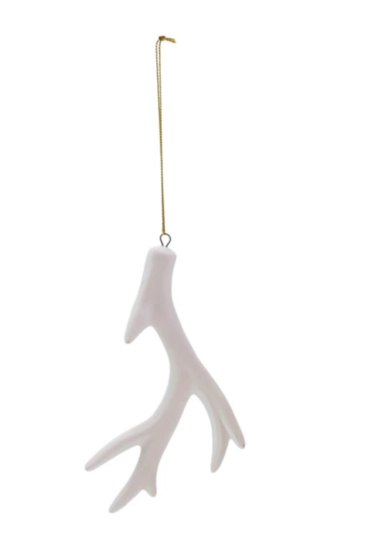 Stoneware Bisque Deer Antler Ornament