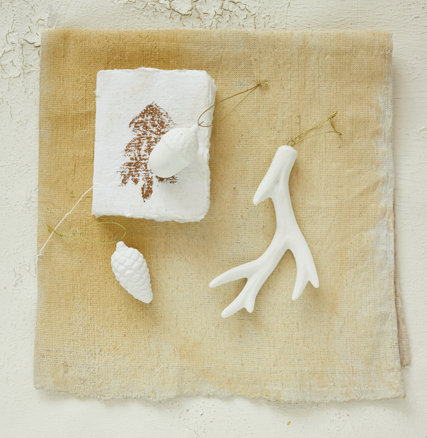 Stoneware Bisque Deer Antler Ornament