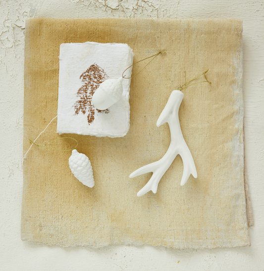 Stoneware Bisque Deer Antler Ornament