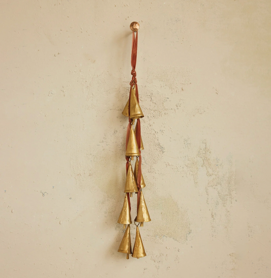 Velvet Ribbon Door Hanger with 10 Cone Shaped Bells